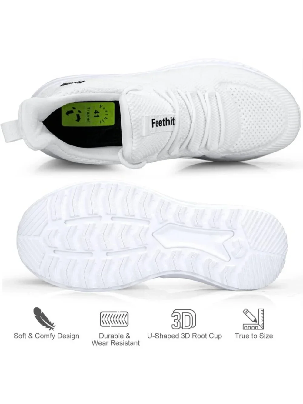 Men's White Non Slip Athletic Sneakers Slip On Walking Casual Running Shoes